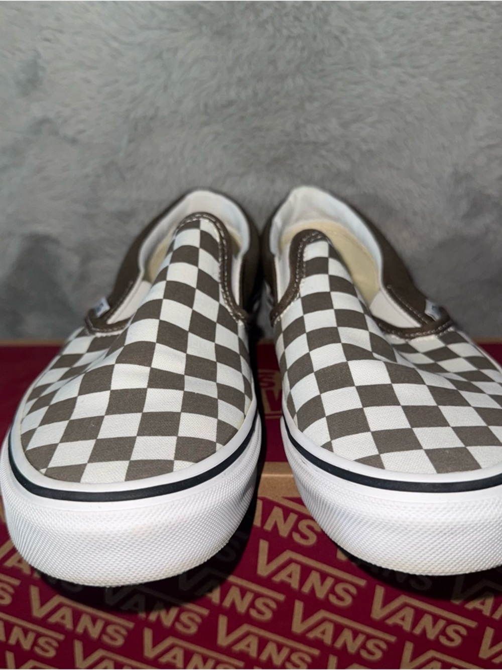 Vans Slip-On Checkerboard in Brown and White - Picture 2 of 7